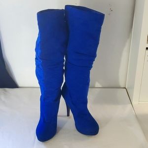 Brand New Bright Blue Midsized ShoeDazzle Boots Size 9.5